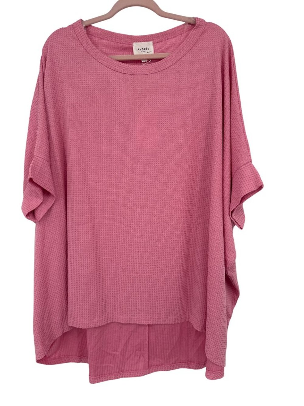 Andrée By Unit Womens Boxy poncho tunic Waffle Knit Top Pink size 1x 2x plus new